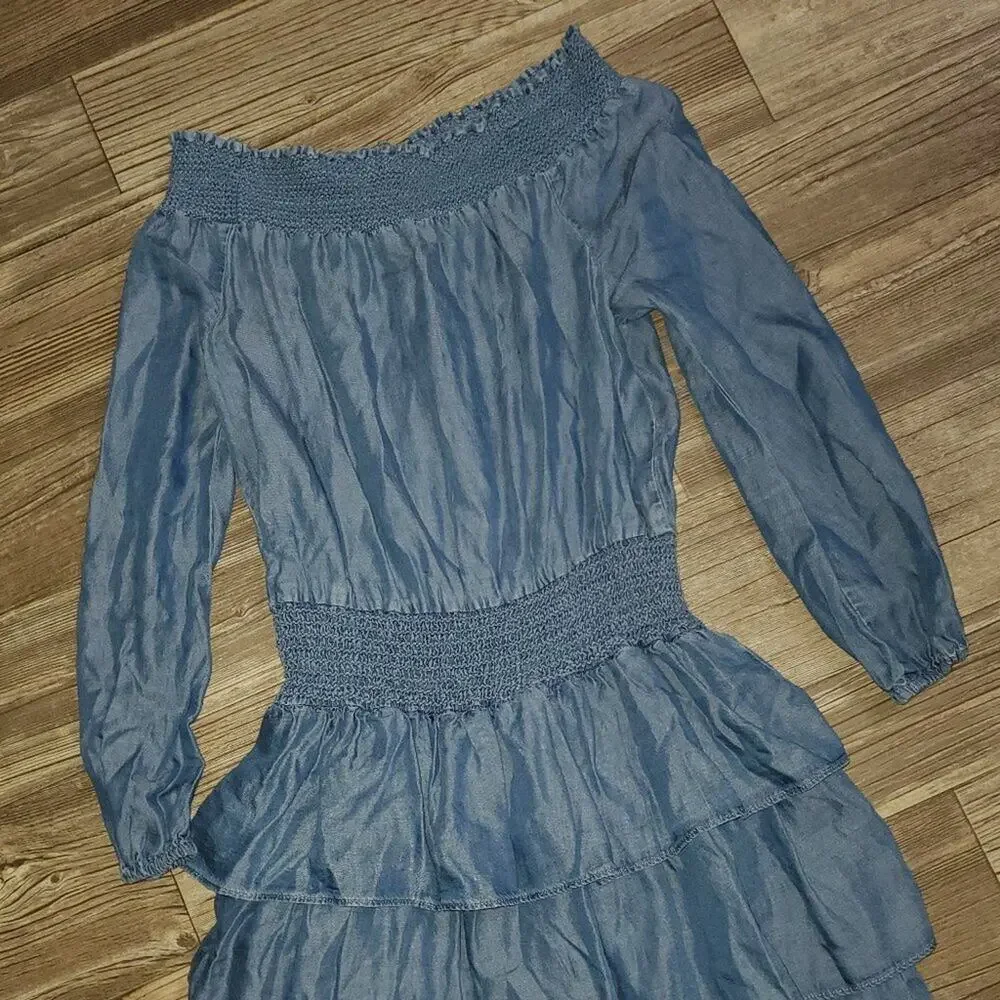Michael Kors Denim Lightweight Offshoulder Dress~~XS